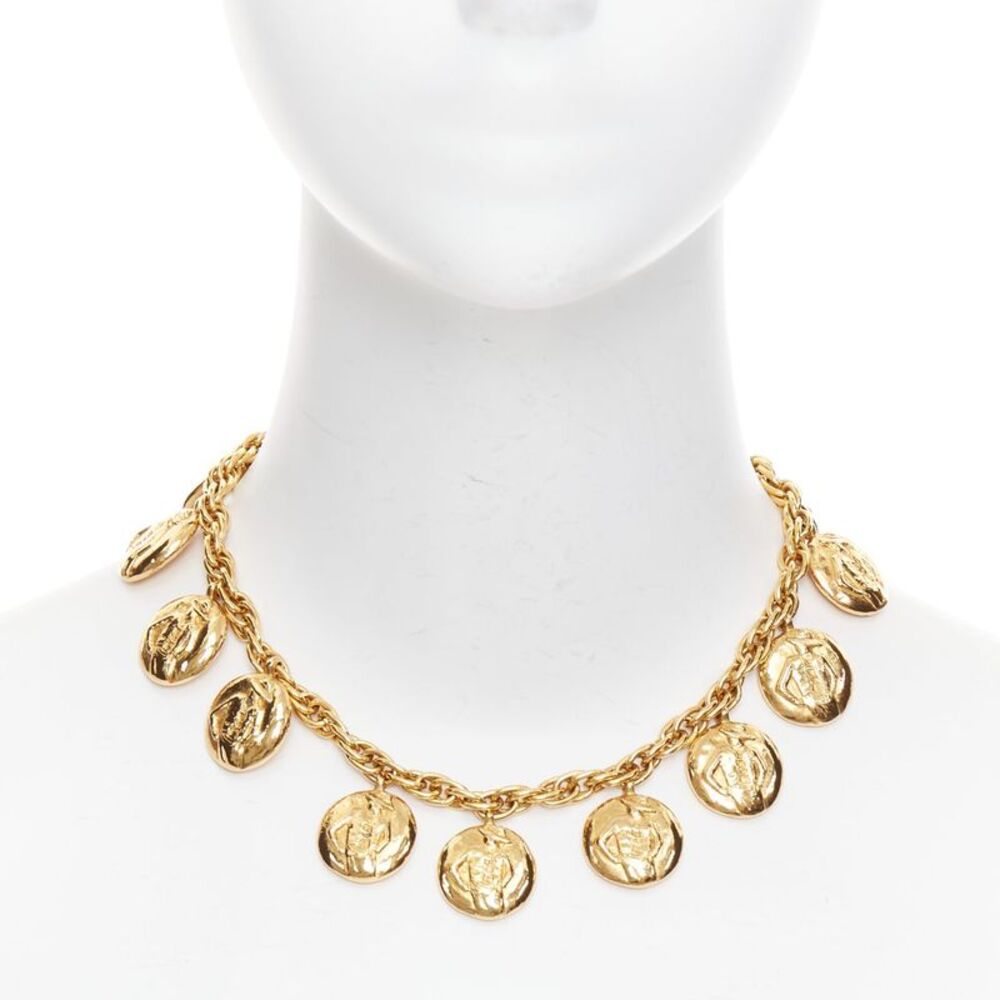 Chanel Gold Tone Medallion Necklace